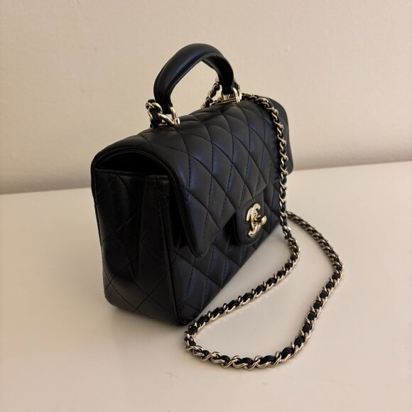 CHANEL Quilted Leather Mini Flap Bag with Top Handle - Picture 5 of 16